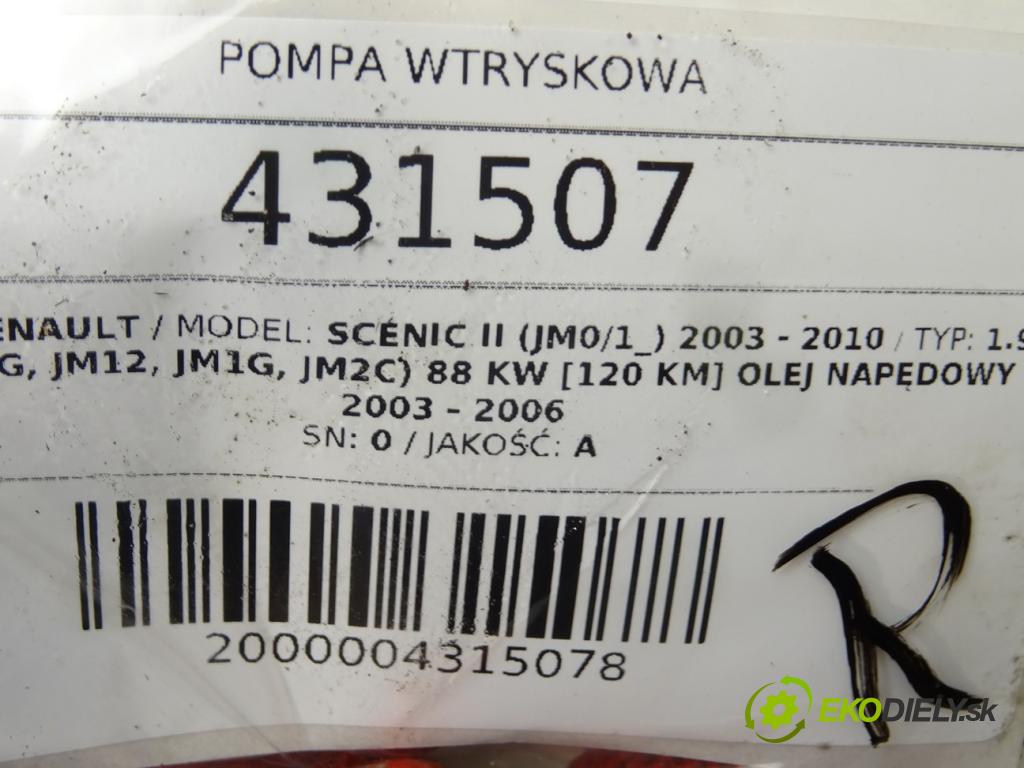 RENAULT SCÉNIC II (JM0/1_) 2003 - 2010    1.9 dCi (JM0G, JM12, JM1G, JM2C) 88 kW [120 KM] ol  Pumpa vstrekovacia 8200108225 (Vstrekovacie čerpadlá)