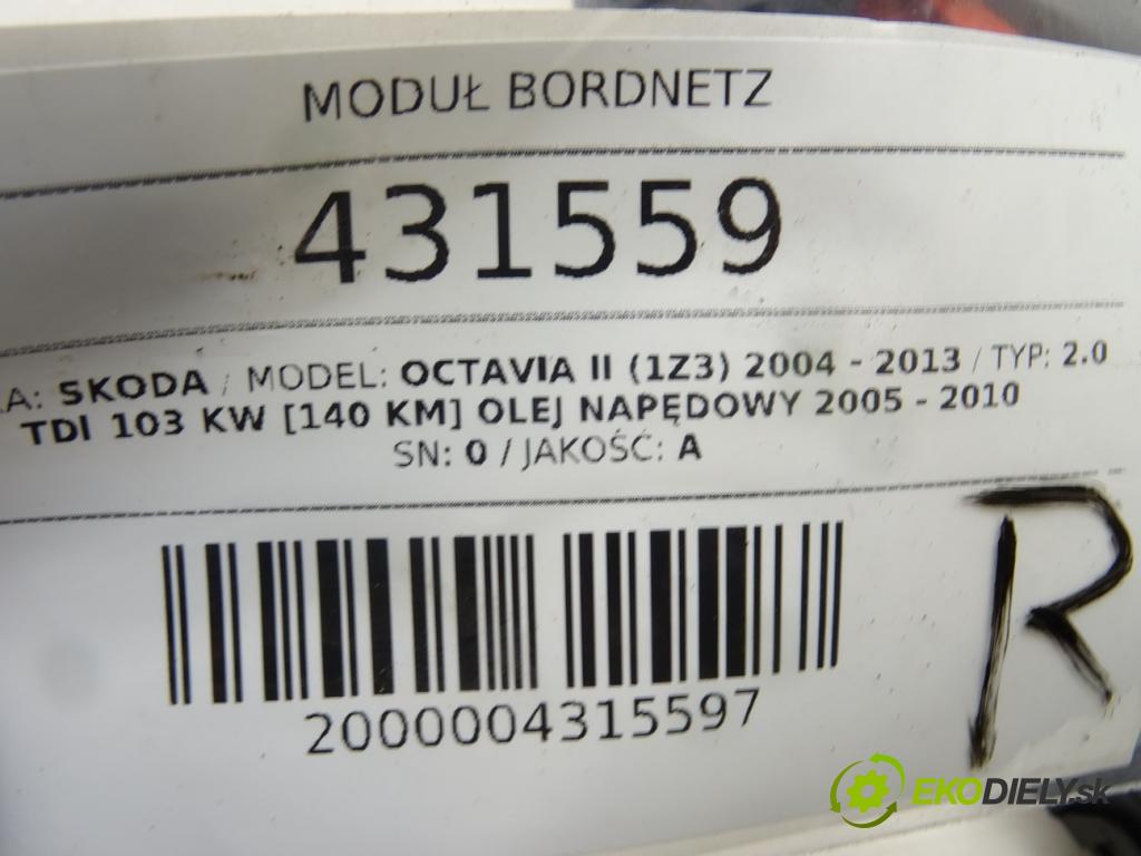 SKODA OCTAVIA II (1Z3) 2004 - 2013    2.0 TDI 103 kW [140 KM] olej napędowy 2005 - 2010  Modul BORDNETZ 1K0937049T (Ostatné)