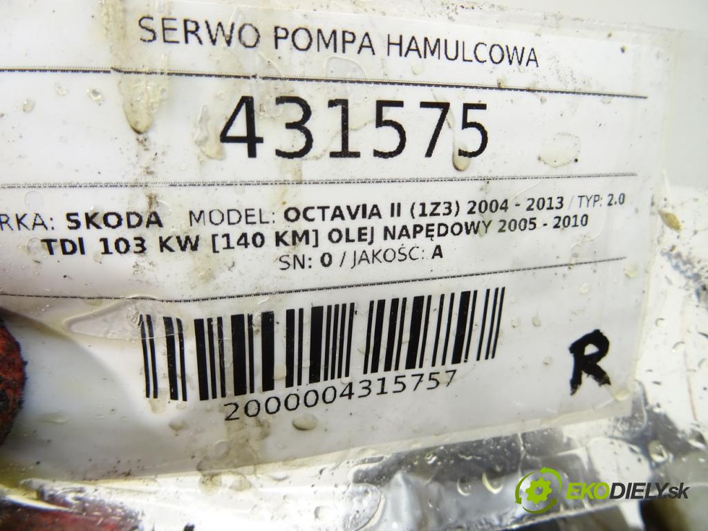 SKODA OCTAVIA II (1Z3) 2004 - 2013    2.0 TDI 103 kW [140 KM] olej napędowy 2005 - 2010  Posilovač Pumpa brzdová 1K1614105AE (Posilňovače bŕzd)