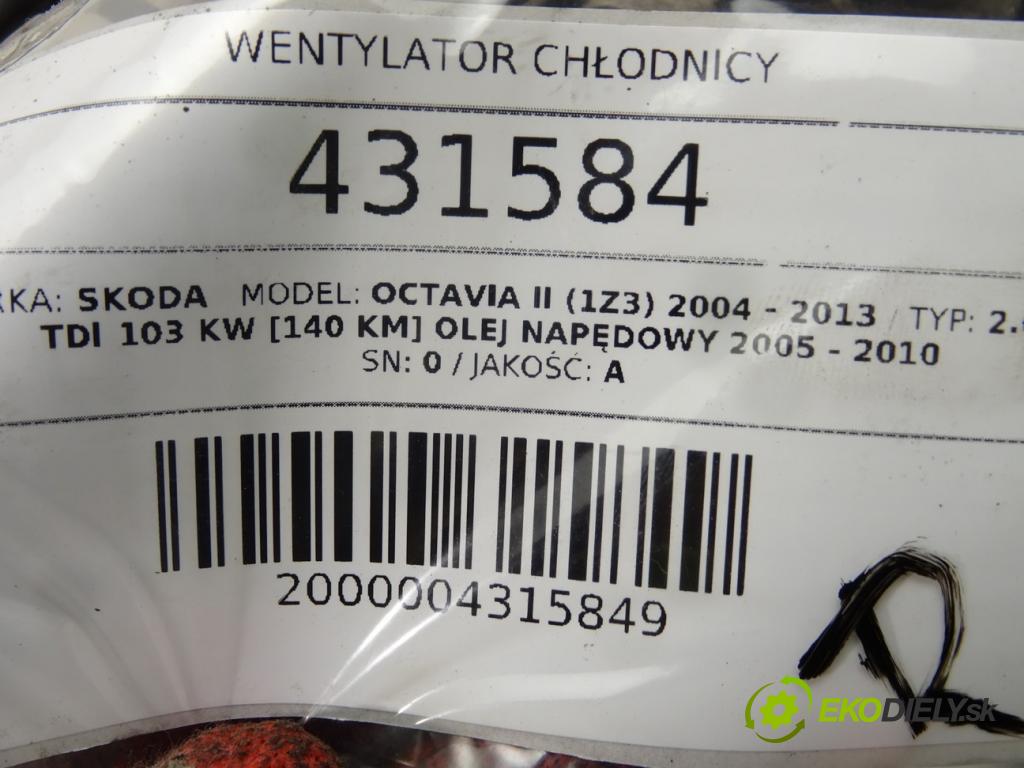 SKODA OCTAVIA II (1Z3) 2004 - 2013    2.0 TDI 103 kW [140 KM] olej napędowy 2005 - 2010  Ventilátor chladiča 1K0959455N (Ventilátory)