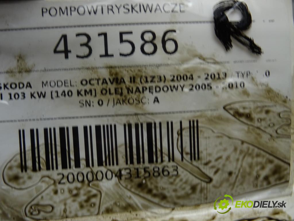 SKODA OCTAVIA II (1Z3) 2004 - 2013    2.0 TDI 103 kW [140 KM] olej napędowy 2005 - 2010  vstrekovače 0414720404 (Vstrekovače)