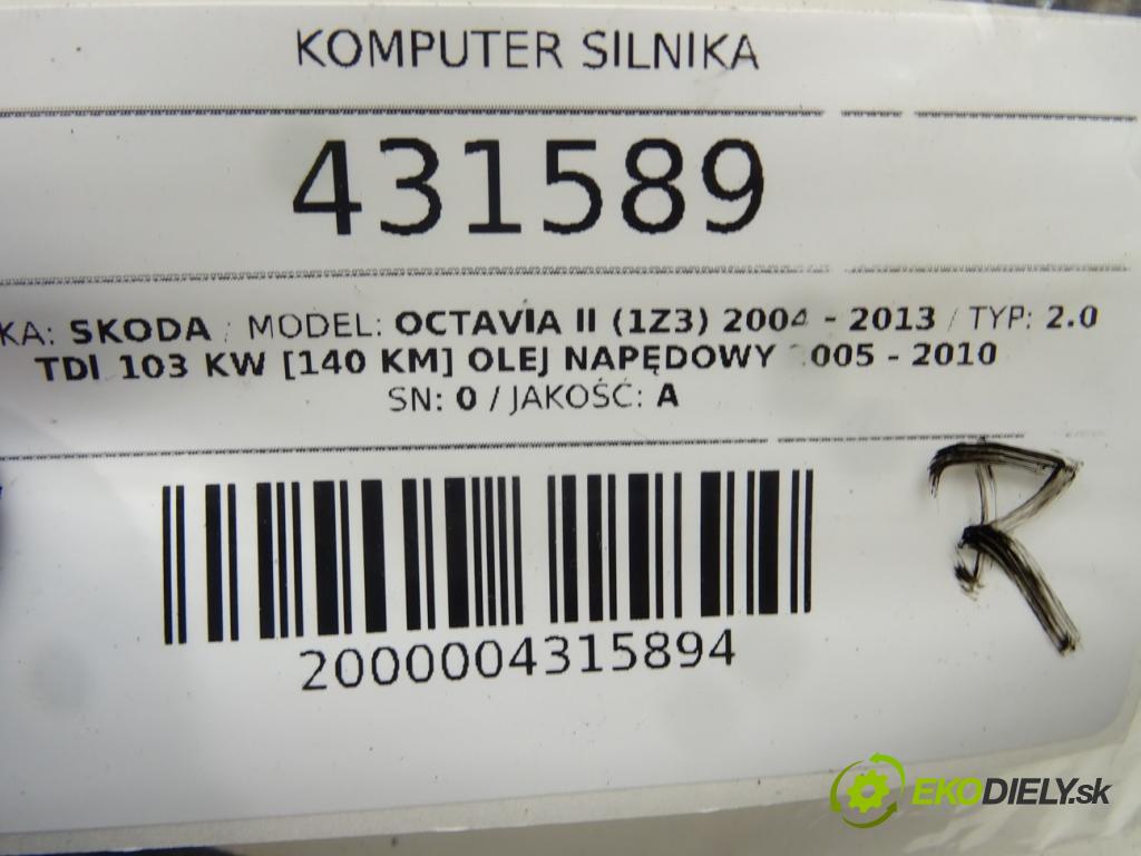 SKODA OCTAVIA II (1Z3) 2004 - 2013    2.0 TDI 103 kW [140 KM] olej napędowy 2005 - 2010  riadiaca jednotka Motor 03G906016F (Riadiace jednotky)