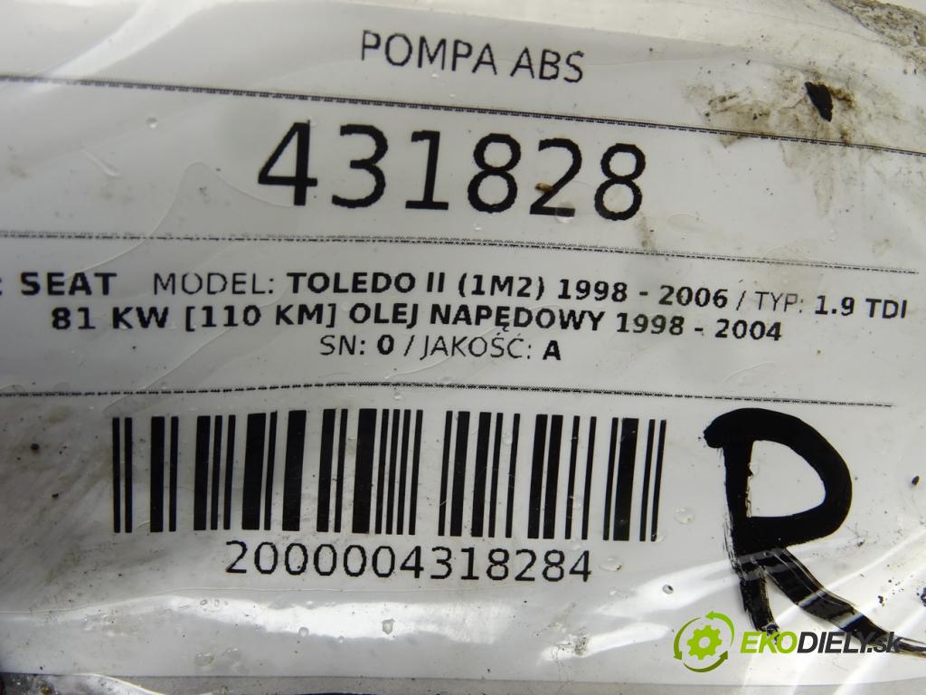 SEAT TOLEDO II (1M2) 1998 - 2006    1.9 TDI 81 kW [110 KM] olej napędowy 1998 - 2004  Pumpa ABS 1C0907379C (Pumpy ABS)