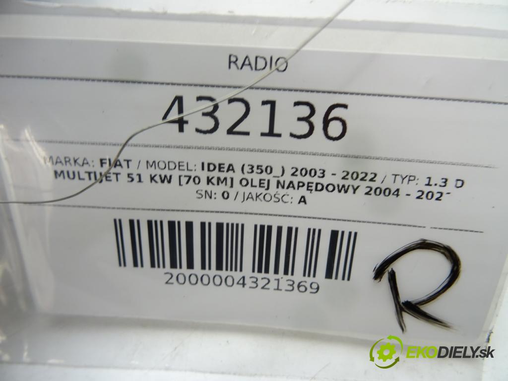 FIAT IDEA (350_) 2003 - 2022    1.3 D Multijet 51 kW [70 KM] olej napędowy 2004 -   RADIO  (Audio zařízení)