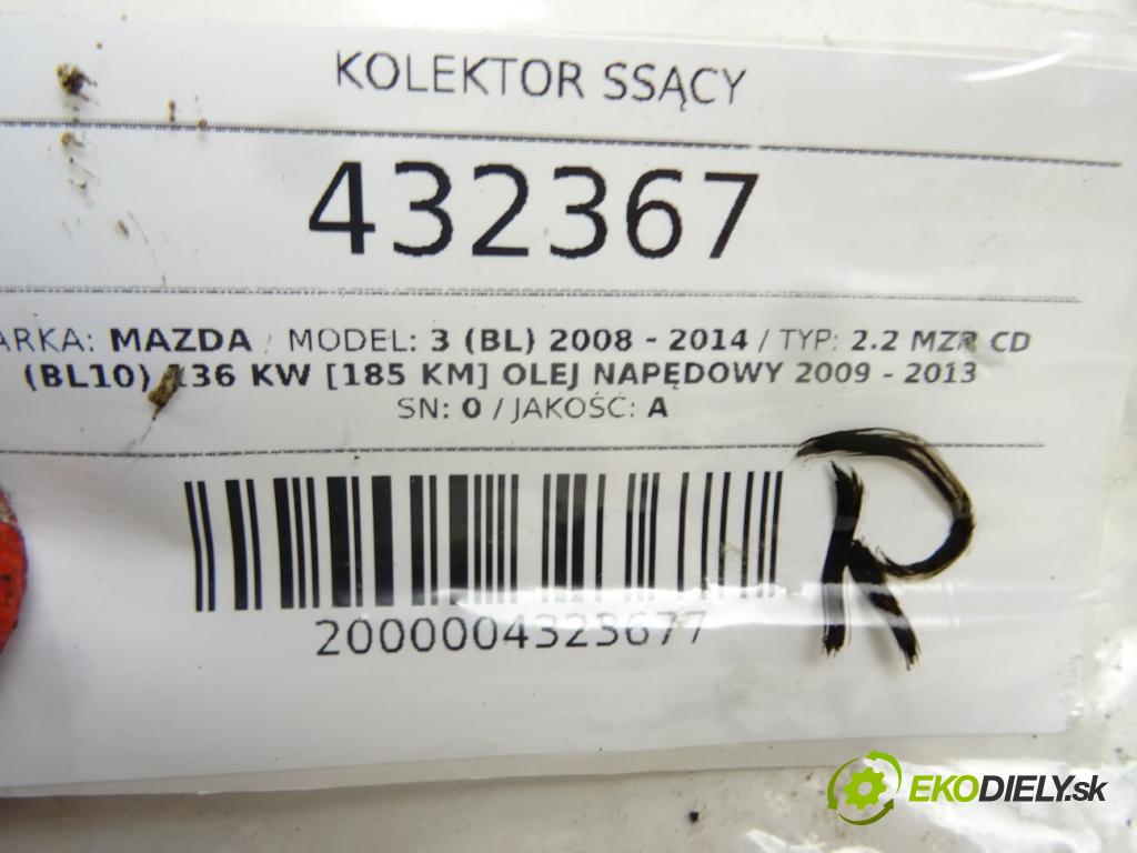 MAZDA 3 (BL) 2008 - 2014    2.2 MZR CD (BL10) 136 kW [185 KM] olej napędowy 20  Potrubie sacie, sanie  (Sacie potrubia)