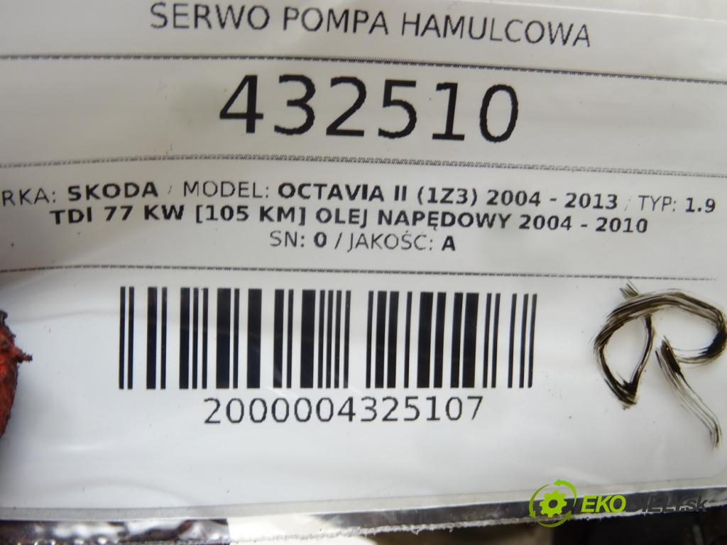 SKODA OCTAVIA II (1Z3) 2004 - 2013    1.9 TDI 77 kW [105 KM] olej napędowy 2004 - 2010  Posilovač Pumpa brzdová 1K1614105AE (Posilňovače bŕzd)