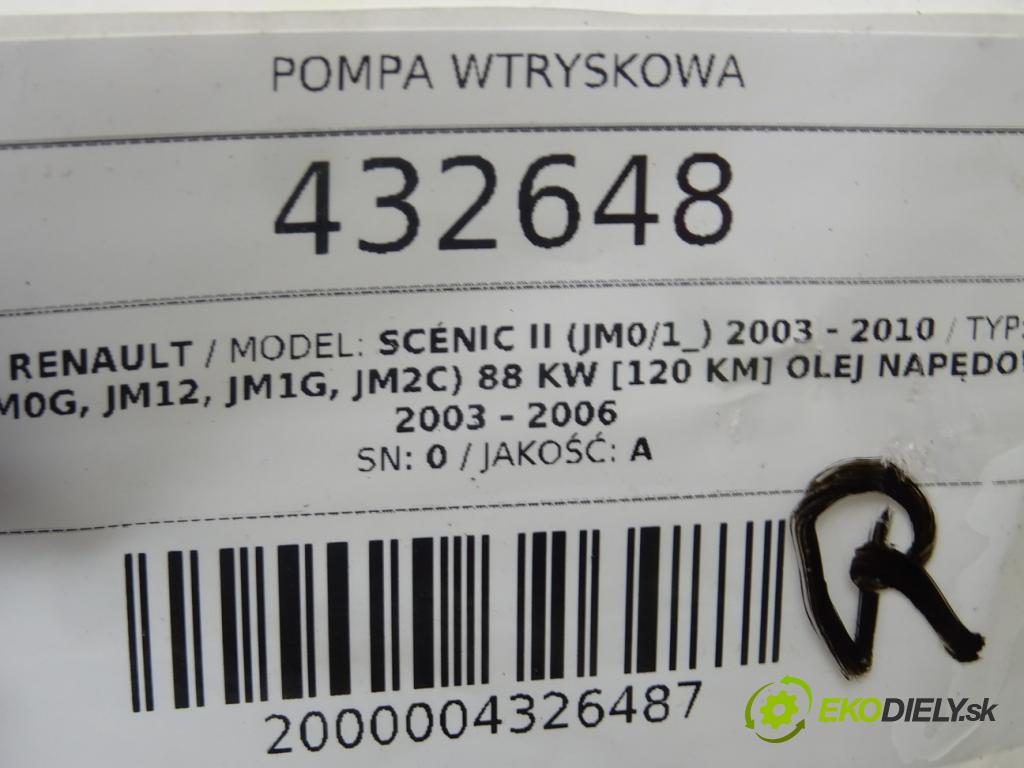 RENAULT SCÉNIC II (JM0/1_) 2003 - 2010    1.9 dCi (JM0G, JM12, JM1G, JM2C) 88 kW [120 KM] ol  Pumpa vstrekovacia 8200108225 (Vstrekovacie čerpadlá)