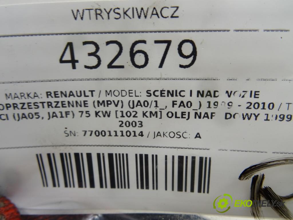 RENAULT SCÉNIC I nadwozie wielkoprzestrzenne (MPV) (JA0/1_, FA0_) 1999 - 2010    1.9 dCi (JA05, JA1F) 75 kW [102 KM] olej napędowy   vstrekovač 0445110021 (Vstrekovače)