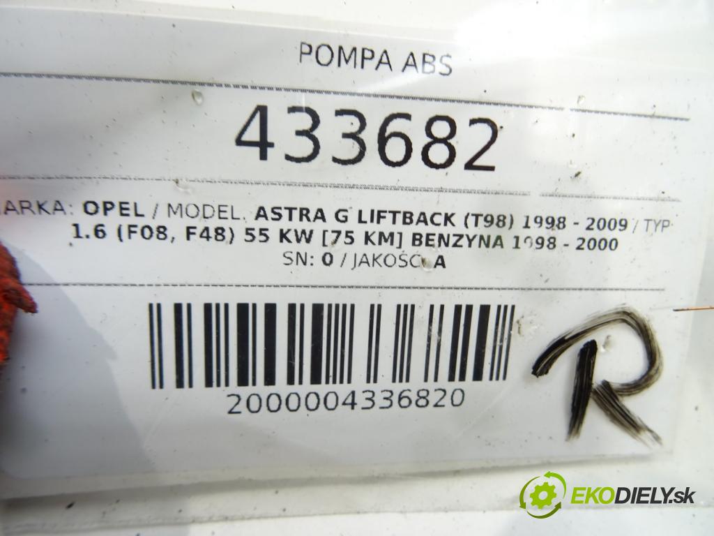 OPEL ASTRA G liftback (T98) 1998 - 2009    1.6 (F08, F48) 55 kW [75 KM] benzyna 1998 - 2000  Pumpa ABS 0273004362 (Pumpy ABS)