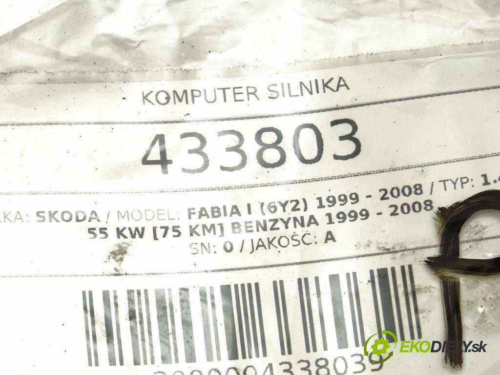 SKODA FABIA I (6Y2) 1999 - 2008    1.4 16V 55 kW [75 KM] benzyna 1999 - 2008  riadiaca jednotka Motor 036906034ET (Riadiace jednotky)