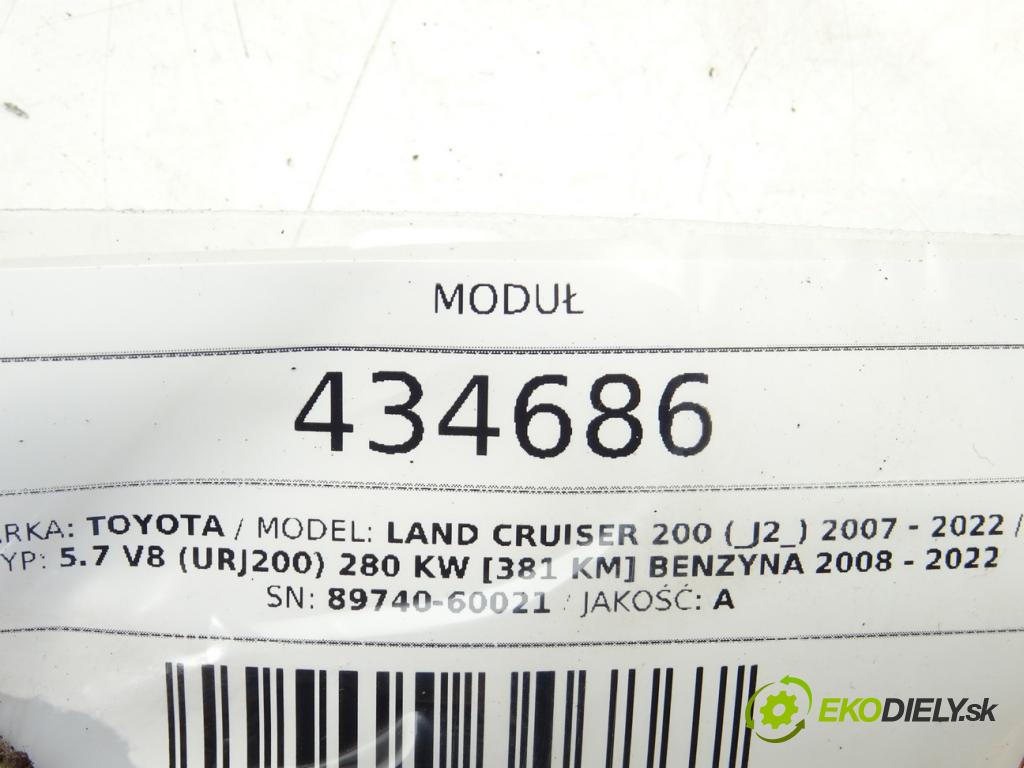 TOYOTA LAND CRUISER 200 (_J2_) 2007 - 2022    5.7 V8 (URJ200) 280 kW [381 KM] benzyna 2008 - 202  Modul 89740-60021 (Ostatné)