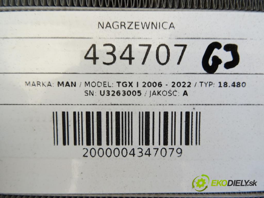 MAN TGX I 2006 - 2022    18.480  Výhrevné teleso, radiátor kúrenia U3263005 (Radiátory kúrenia)