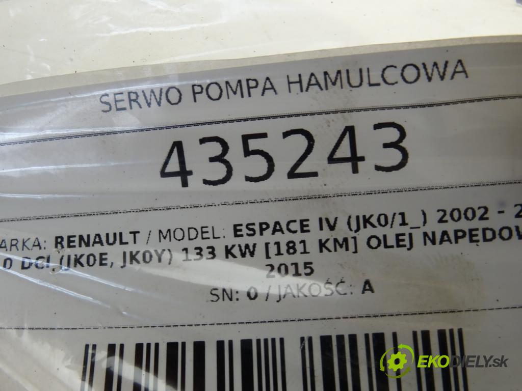 RENAULT ESPACE IV (JK0/1_) 2002 - 2022    3.0 dCi (JK0E, JK0Y) 133 kW [181 KM] olej napędowy  Posilovač Pumpa brzdová 8200418297A (Posilňovače bŕzd)