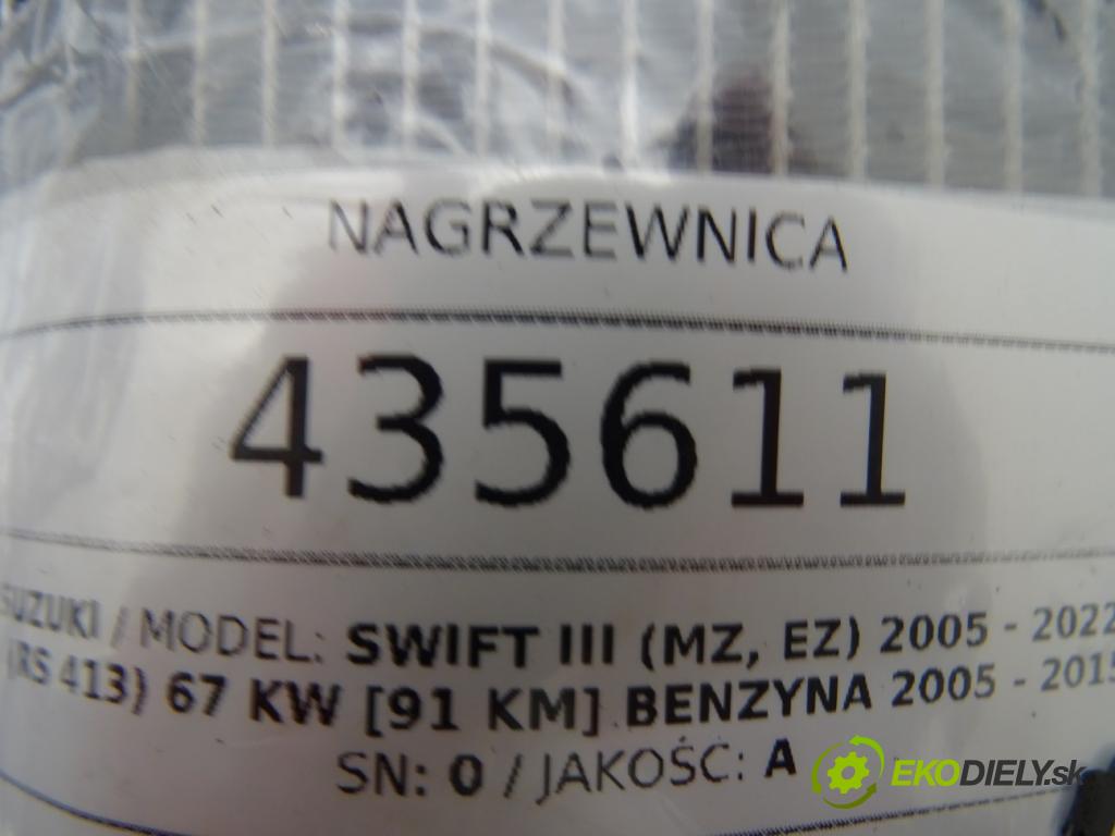 SUZUKI SWIFT III (MZ, EZ) 2005 - 2022    1.3 (RS 413) 67 kW [91 KM] benzyna 2005 - 2015  Výhrevné teleso, radiátor kúrenia 0 (Radiátory kúrenia)