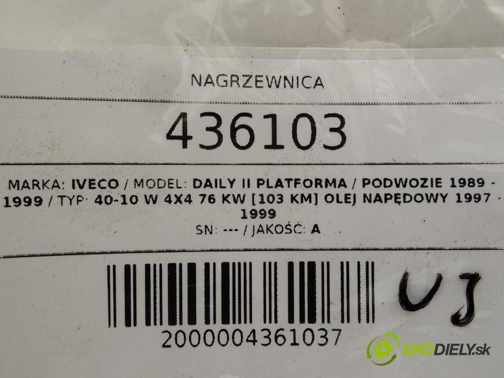 IVECO DAILY II Platforma / podwozie 1989 - 1999    40-10 W 4x4 76 kW [103 KM] olej napędowy 1997 - 19  Výhrevné teleso, radiátor kúrenia  (Radiátory kúrenia)