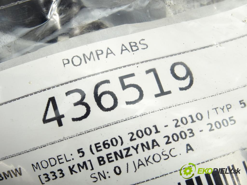 BMW 5 (E60) 2001 - 2010    545 i 245 kW [333 KM] benzyna 2003 - 2005  Pumpa ABS 6758743 (Pumpy ABS)