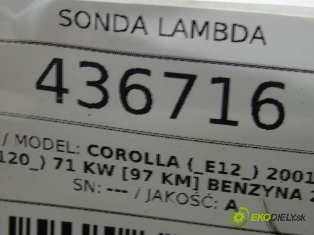 TOYOTA COROLLA (_E12_) 2001 - 2007    1.4 VVT-i (ZZE120_) 71 kW [97 KM] benzyna 2001 - 2  sonda lambda  (Lambda sondy)