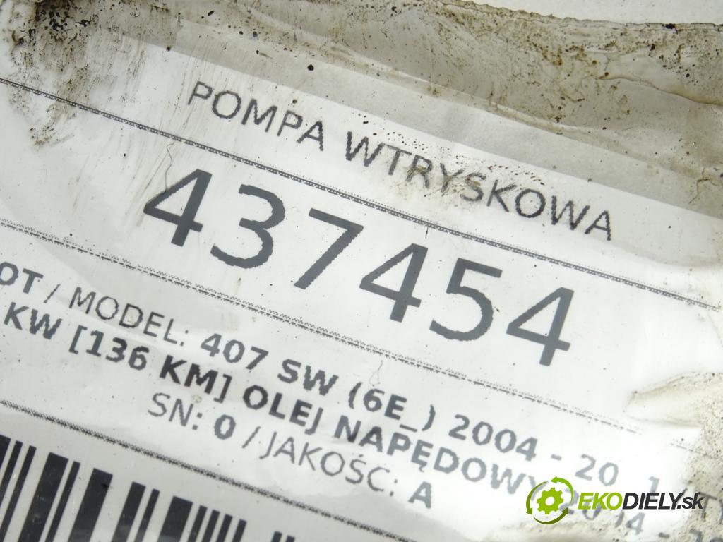 PEUGEOT 407 SW (6E_) 2004 - 2011    2.0 HDi 135 100 kW [136 KM] olej napędowy 2004 - 2  Pumpa vstrekovacia 9658193980 (Vstrekovacie čerpadlá)