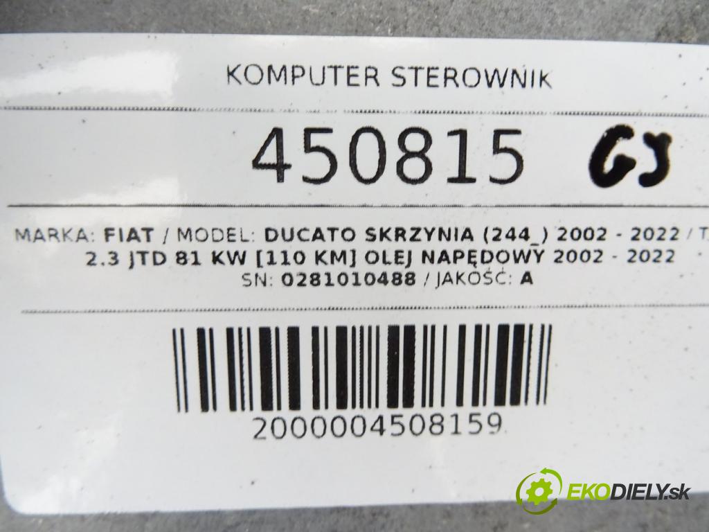 FIAT DUCATO Skrzynia (244_) 2002 - 2022    2.3 JTD 81 kW [110 KM] olej napędowy 2002 - 2022  riadiaca jednotka Riadiaca jednotka 0281010488 1329236080 (Riadiace jednotky)