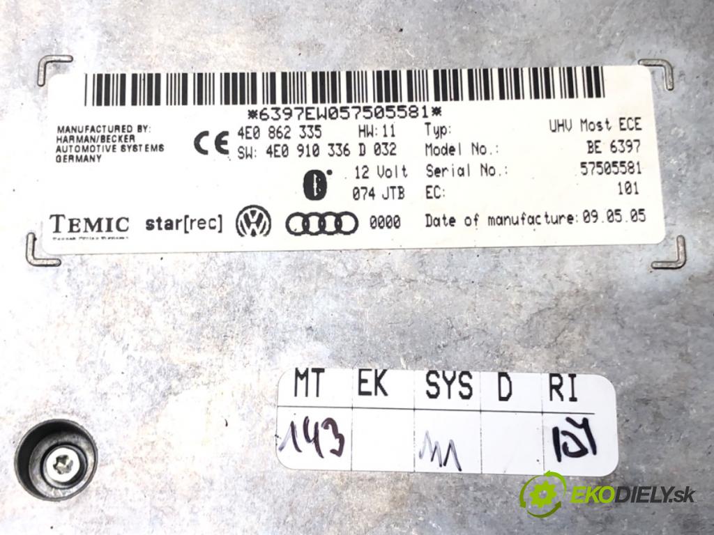 AUDI A6 C6 (4F2) 2004 - 2011    2.4 130 kW [177 KM] benzyna 2004 - 2008  Modul BLUETOOTH 4E0862335 (Ostatné)