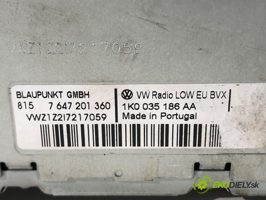 VW GOLF V (1K1) 2003 - 2010    1.9 TDI 77 kW [105 KM] olej napędowy 2003 - 2008  RADIO  (Audio zařízení)