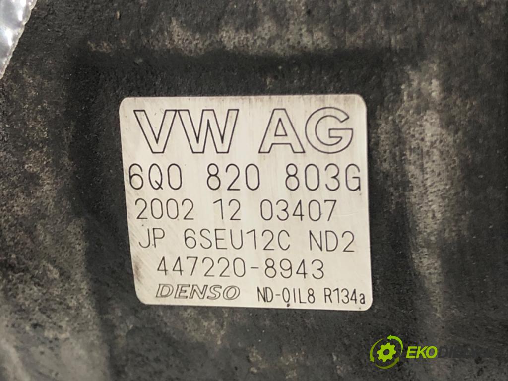 VW POLO (9N_, 9A_) 2001 - 2014    1.2 40 kW [54 KM] benzyna 2002 - 2007  kompresor klimatizace 6Q0820803G (Kompresory)