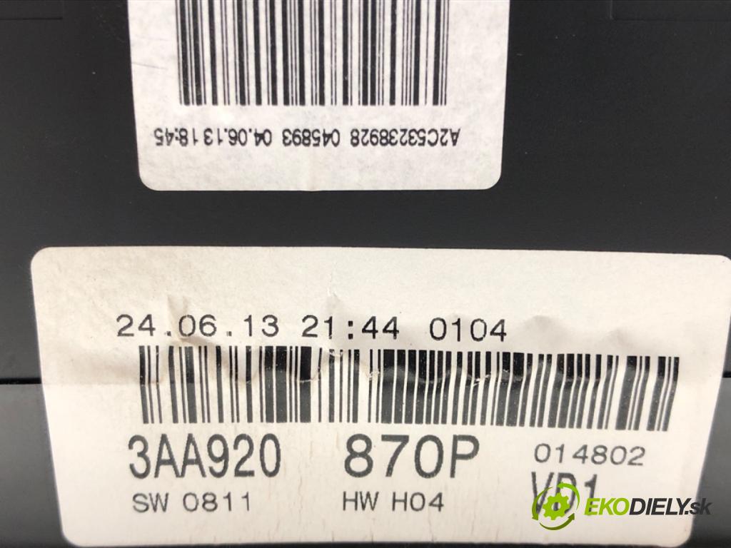 VW PASSAT B7 Variant (365) 2010 - 2015    2.0 TDI 103 kW [140 KM] olej napędowy 2010 - 2014  Prístrojovka 3AA920870P (Prístrojové dosky, displeje)