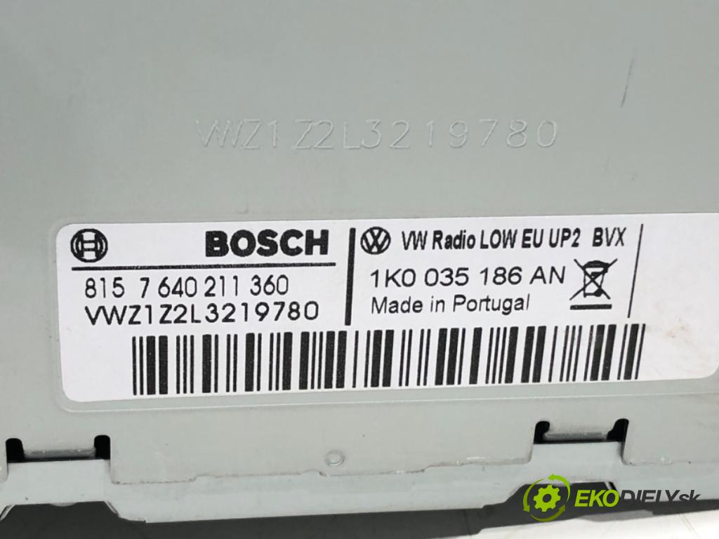 VW GOLF VI (5K1) 2008 - 2014    1.2 TSI 77 kW [105 KM] benzyna 2008 - 2012  RADIO 1K0035186AN (Audio zařízení)