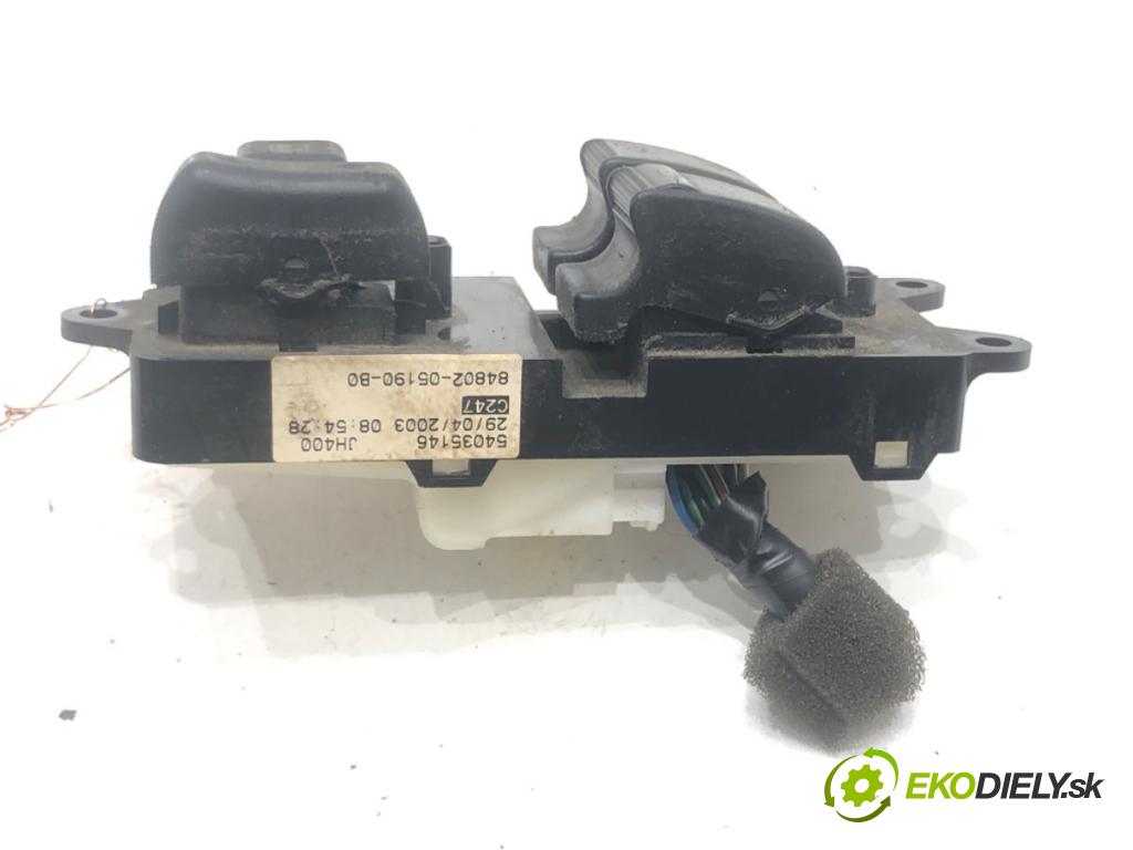 TOYOTA AVENSIS (_T25_) 2003 - 2008    1.8 (ZZT251_) 95 kW [129 KM] benzyna 2003 - 2008  Prepínač okien 84820-05090 (Prepínače, spínače, tlačidlá a ovládače kúrenia)