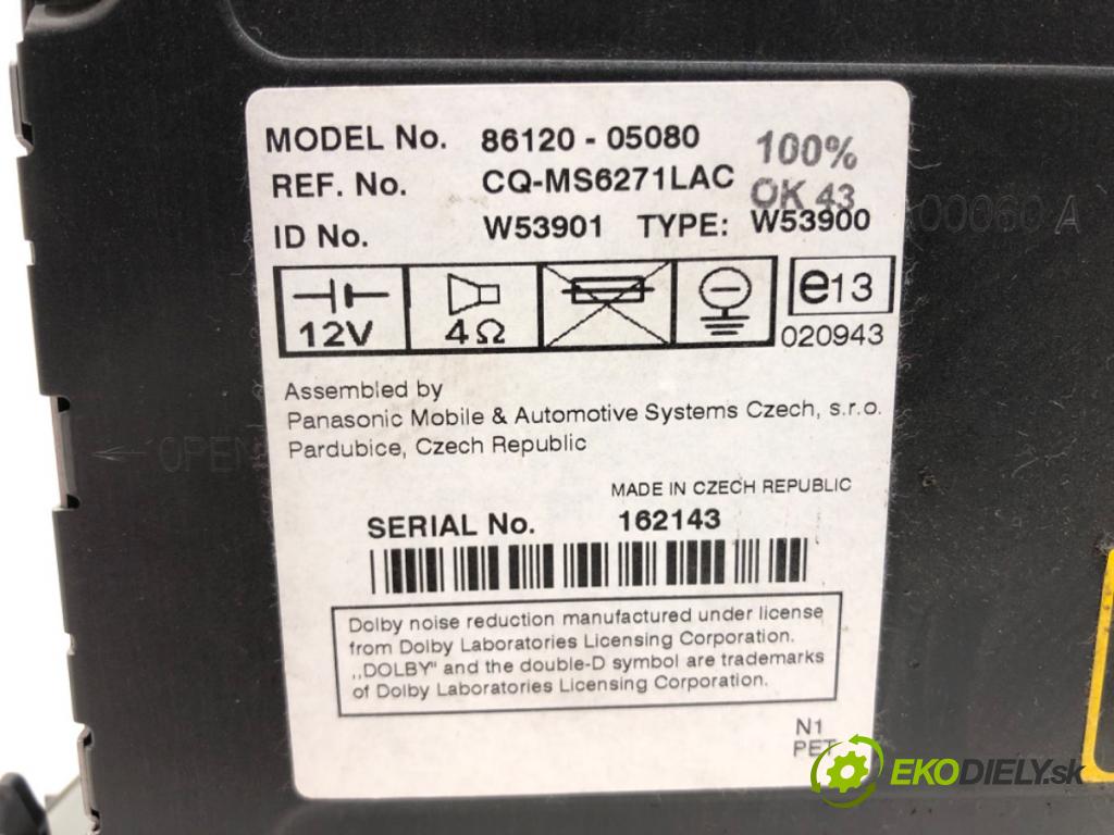 TOYOTA AVENSIS Kombi (_T25_) 2003 - 2008    2.0 D-4D (CDT250_) 85 kW [116 KM] olej napędowy 2003 - 2008  RADIO 86120-05080 (Audio zariadenia)