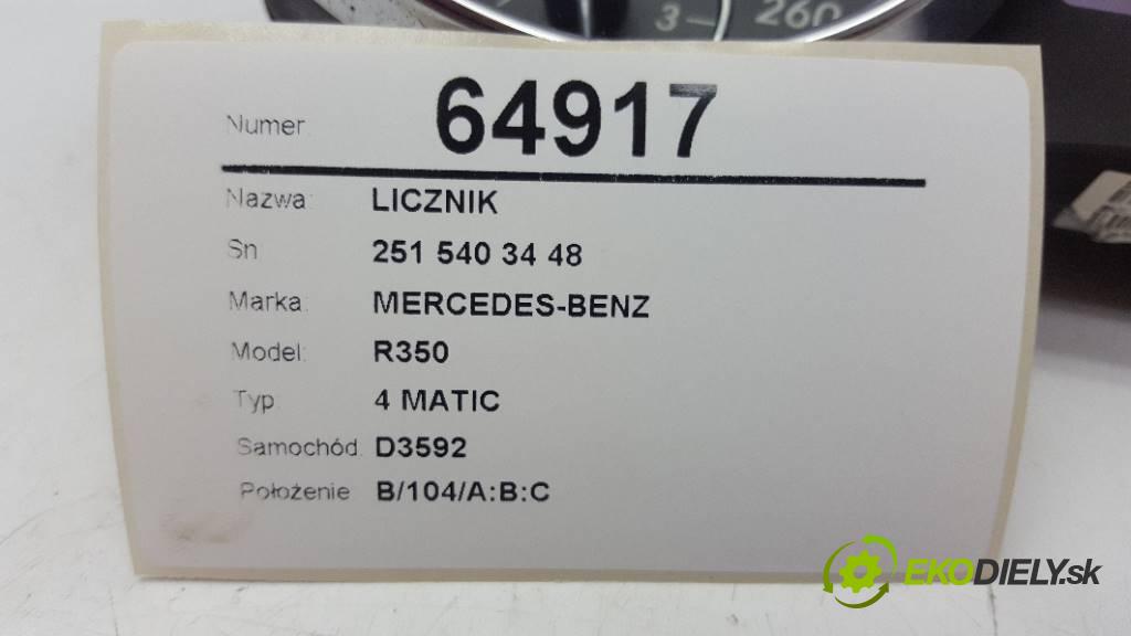 MERCEDES-BENZ R350 4 MATIC 2007 200kW 4 MATIC 3498 prístrojovka 251 540 34 48 (Přístrojové desky, displeje)