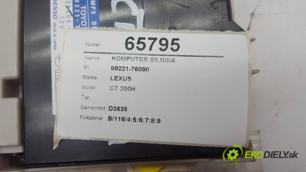 LEXUS CT 200H   2014 73kW   1798 řídící jednotka motora 89221-76090 (Řídící jednotky)