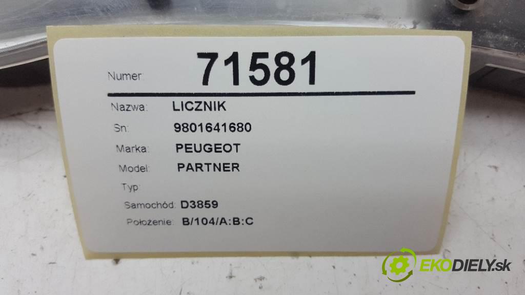 PEUGEOT PARTNER  2014 66kW    1560 Prístrojovka 9801641680 (Prístrojové dosky, displeje)
