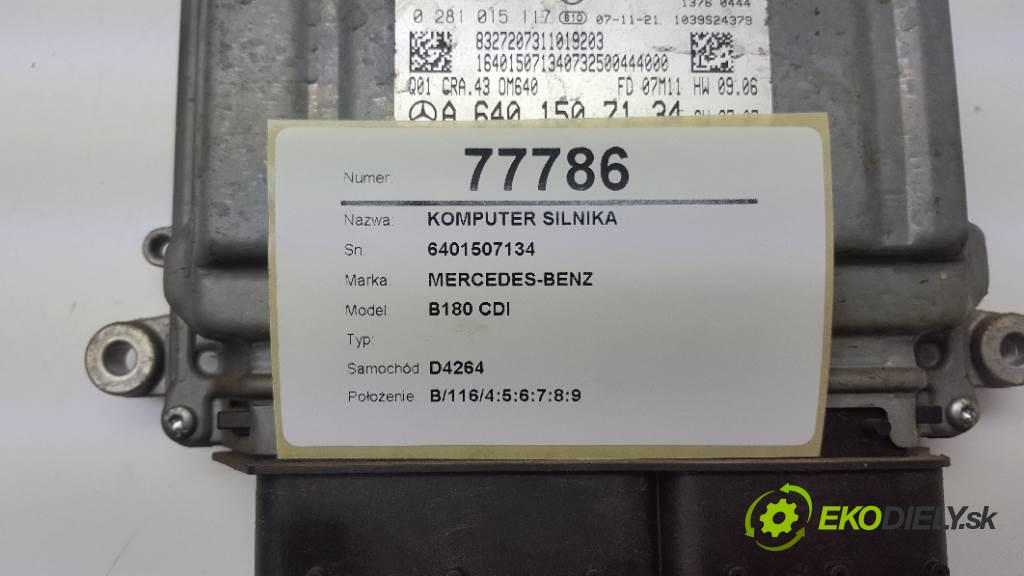 MERCEDES-BENZ B180 CDI  2007 80kW    1992 řídící jednotka motora 6401507134 (Řídící jednotky)