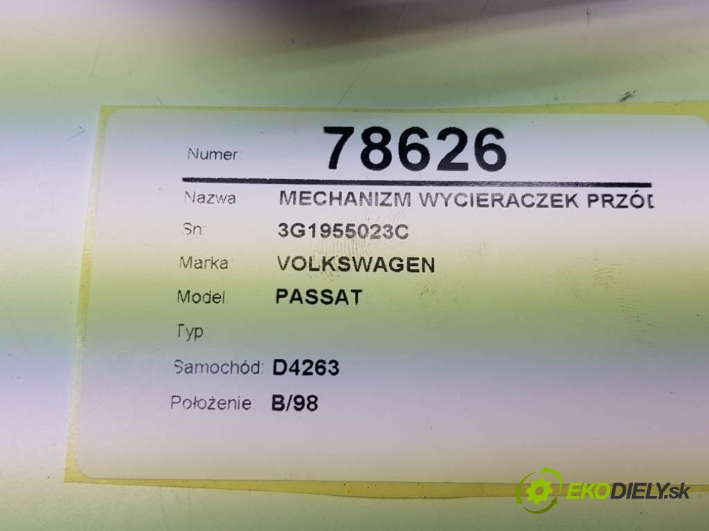 VOLKSWAGEN PASSAT  2015 110kW B8 1968 Mechanizmus stieračov predný 3G1955023C (Motorčeky stieračov predné)