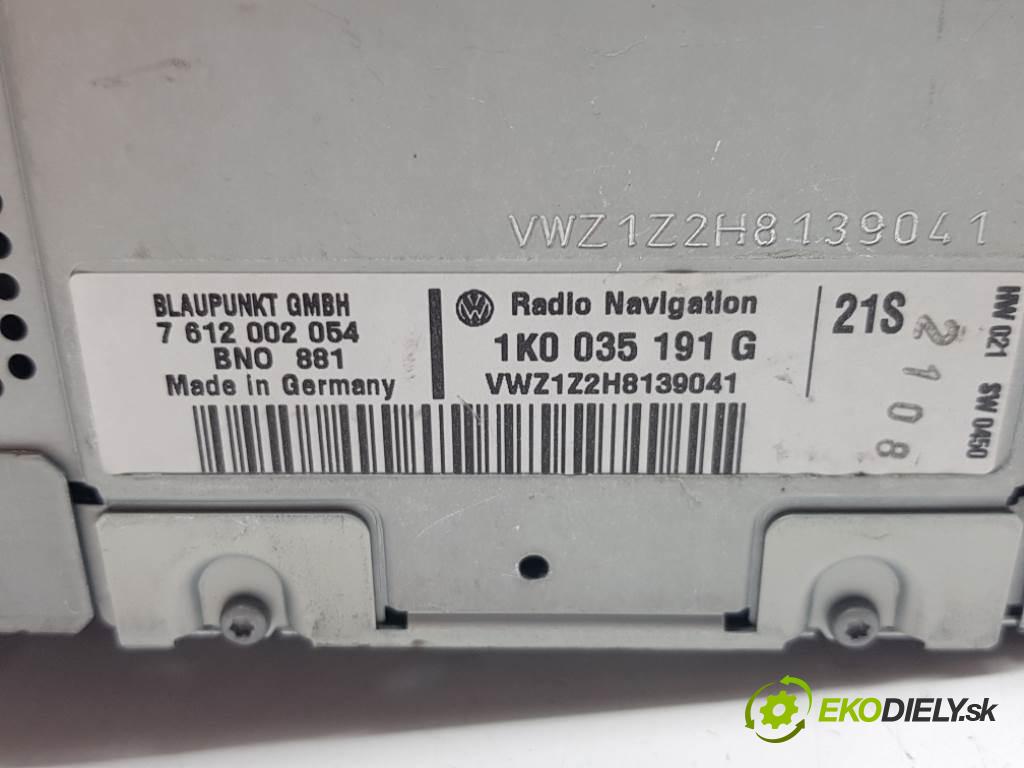 VOLKSWAGEN PASSAT B6 2006 77kW B6 1896 RADIO 1K0035191G (Audio zařízení)