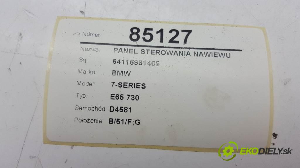 BMW 7-SERIES E65 730 2003 0 kW E65 730 730 Panel ovládania kúrenia 64116981405 (Prepínače, spínače, tlačidlá a ovládače kúrenia)