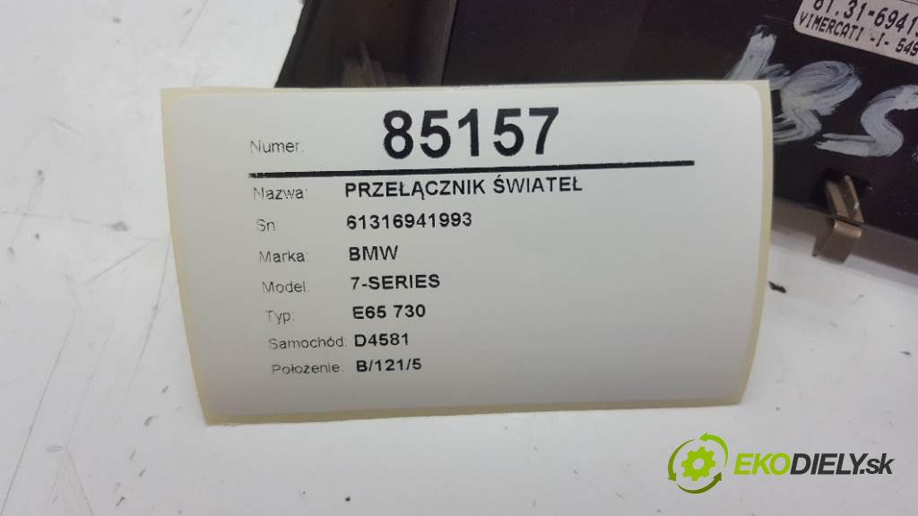 BMW 7-SERIES E65 730 2003 0 kW E65 730 730 přepínač světel 61316941993 (Ovládaní topení a přepínače)