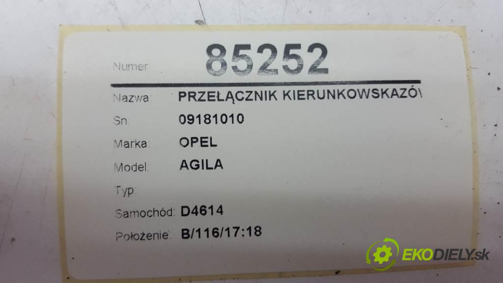 OPEL AGILA   2003 55kw   1199 přepínač směrovek 09181010 (Ovládaní topení a přepínače)