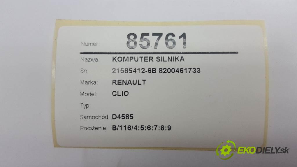 RENAULT CLIO  2005 72kW    1390 řídící jednotka motora 21585412-6B 8200461733 (Řídící jednotky)