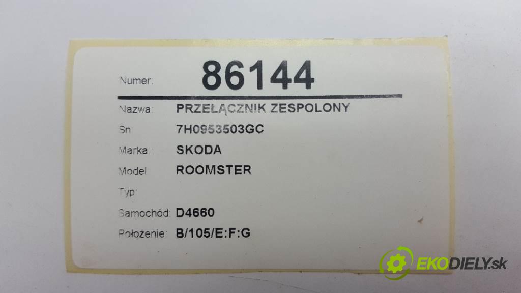 SKODA ROOMSTER  2010 63kW    1390 Prepínač kombinovaný 7H0953503GC (Prepínače, spínače, tlačidlá a ovládače kúrenia)