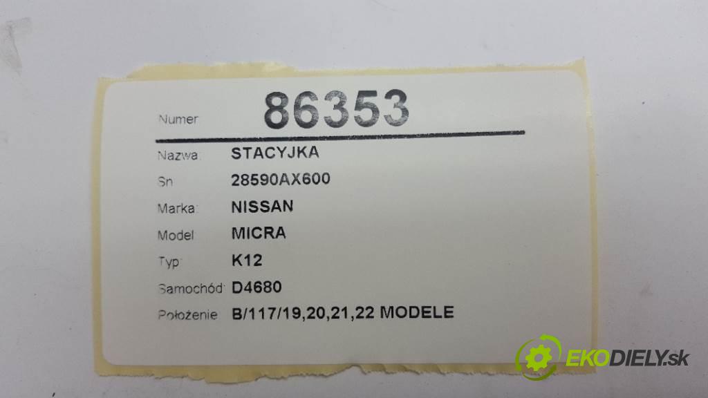 NISSAN MICRA K12 2005 48kW K12 1240 spinačka 28590AX600 (Spínacie skrinky a kľúče)